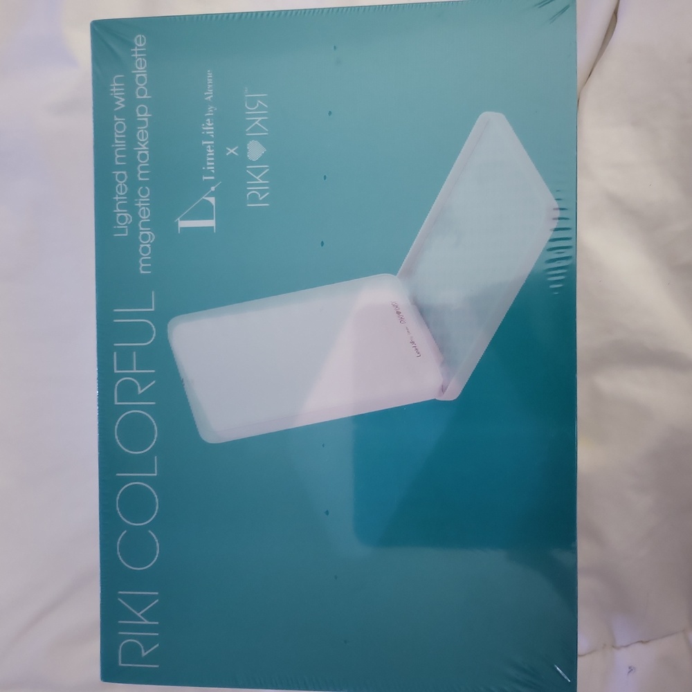 Brand new LimeLife Riki Colorful Lighted Mirror with magnetic Makeup Palette